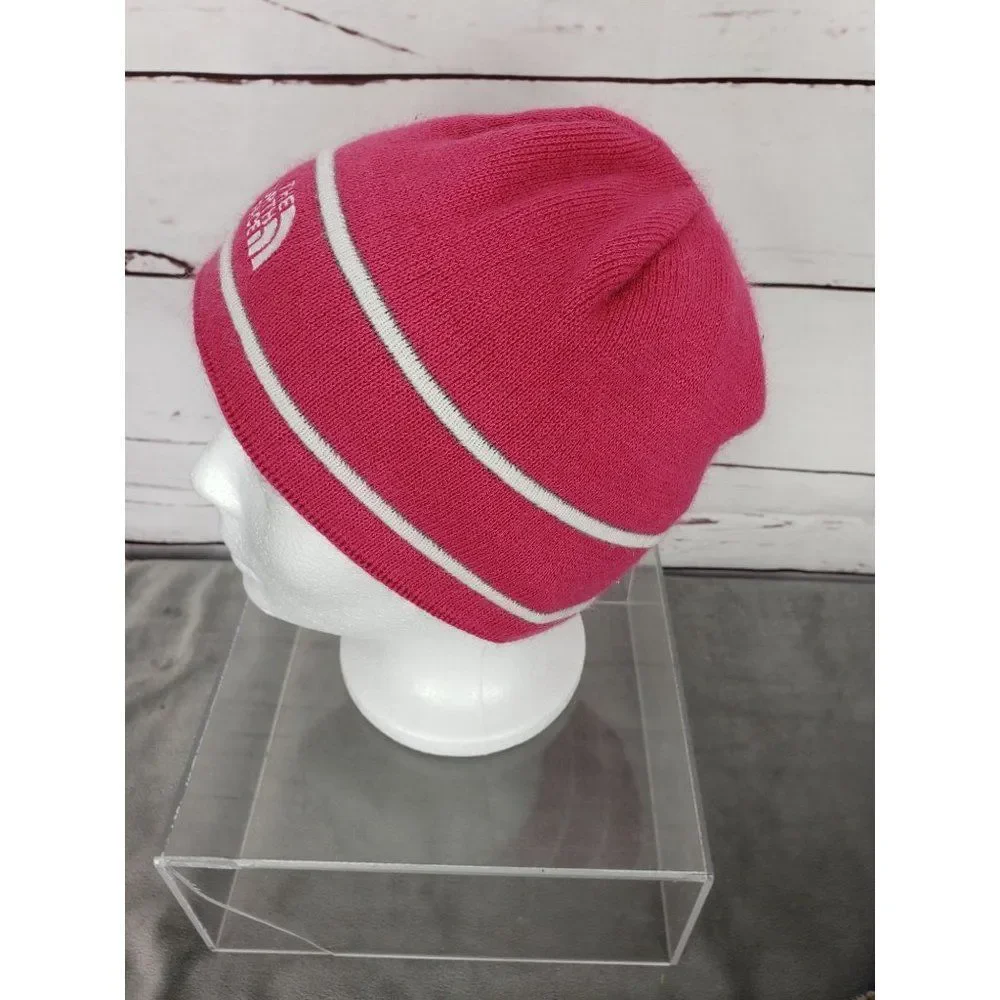 The North Face Girls Youth Junior Medium Pink‎ Logo Beanie Hat